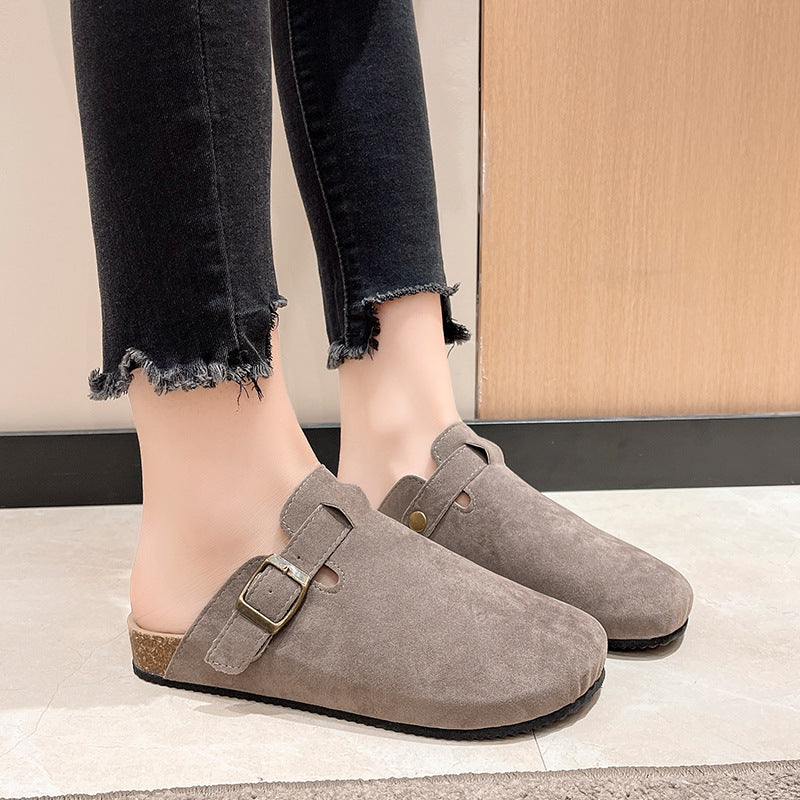 Closed-Toe Slippers Female Couple Flip-Flops Wish Cross-Border plus Size Foreign Trade Roman Shoes Leisure Semi-Slippers Lazy Shoes Tide
