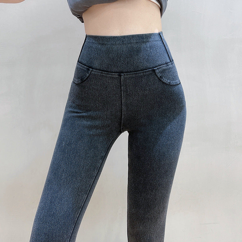 Factory Direct Sales Denim Weight Loss Pants Skinny Slimming Belly Contracting Hip Lifting Women's Pants Card Same Style One Piece Dropshipping Pants