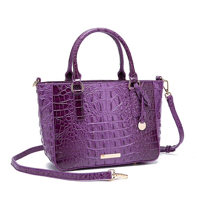 SENGPAN New 2025 New  independent station hand-held underarm crossbody tote retro women's bag Brahman crocodile pattern