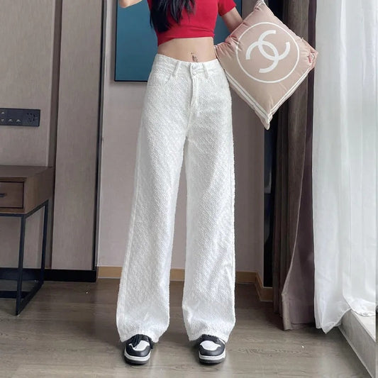 New Wide Leg Jeans for Women 2024 Spring and Autumn plus Size High Waist Casual Loose Wide Leg Straight Mop Trousers Women