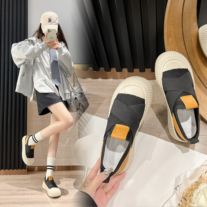 Spring New Women's Casual Shoes Height Increasing Platform Shoes Slip-on Korean Style Women's Shoes Canvas Shoes Sports Breathable Board Shoes