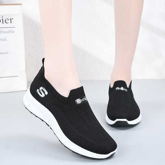 Summer Women's Flyknit Shoes Breathable Lightweight Casual Sneaker Mom Shoes Women's Shoes