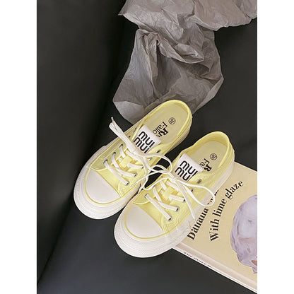 Thick Sole Height Increasing Small Canvas Shoes  Summer New White Shoes Women's Shoes with Skirt All-Matching Board Shoes