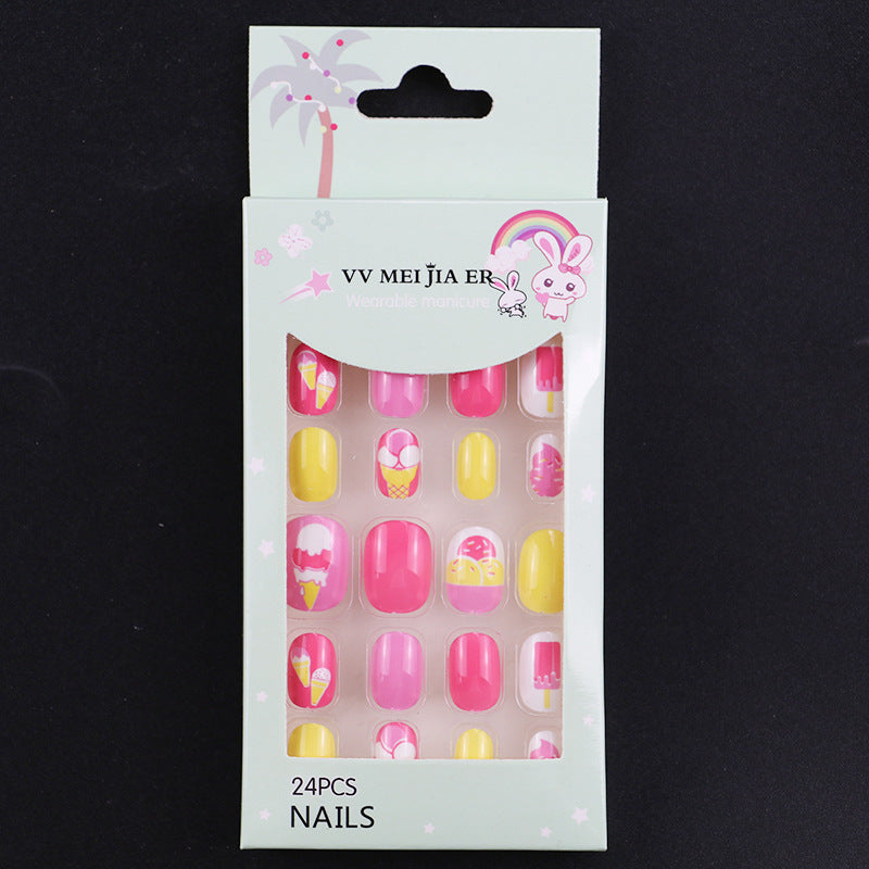 sengpan Children's Fake Nails Pieces Boxed Wear Armor Nail Art