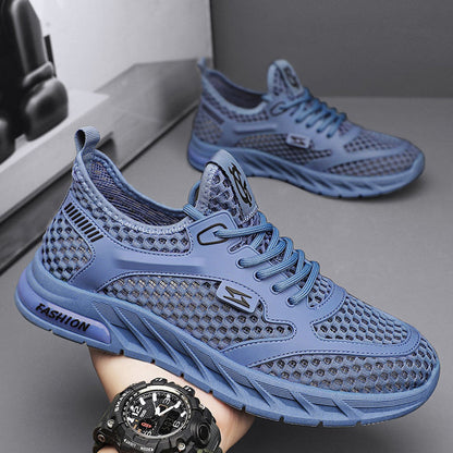 Men's Shoes Summer  New Hollow Breathable Casual Versatile Mesh Surface Shoes Soft Bottom and Wear Resistance Running Mesh Sports Fashion Shoes