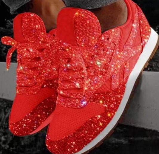 Spring and Summer Fashion Trend Foreign Trade plus Size round Toe Low-Top Sequins Women's Thin Shoes HOTan and NEWn Style Sports and Leisure