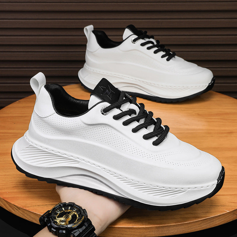 sengpashop Men's Shoes  Spring and Summer New Leather Surface Sports Casual Shoes Korean Style Height Increasing Daddy Fashion Shoes Cross-Border Foreign Trade Hot Sale