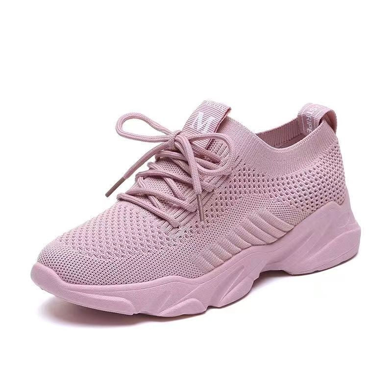 New Fashion Fly-Kit Mesh Women's Sneaker Women's Fashion Korean Casual Shoes Foreign Trade Wholesale Stall Wholesale Shoes