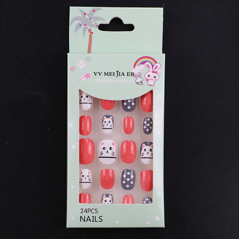 sengpan Children's Fake Nails Pieces Boxed Wear Armor Nail Art