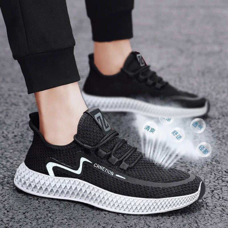 sengpashop Round Toe Casual Shoes Men's Front Lace-up Sports Casual Shoes Breathable Low Heel Mesh Shoes Men's Sports Spring Shoes