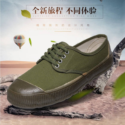 Spring and Autumn Liberation Shoes Men's Training Shoes Yellow Rubber Shoes Construction Site Work Shoes Labor Protection Shoes Canvas Farm Shoes Yellow Sneaker