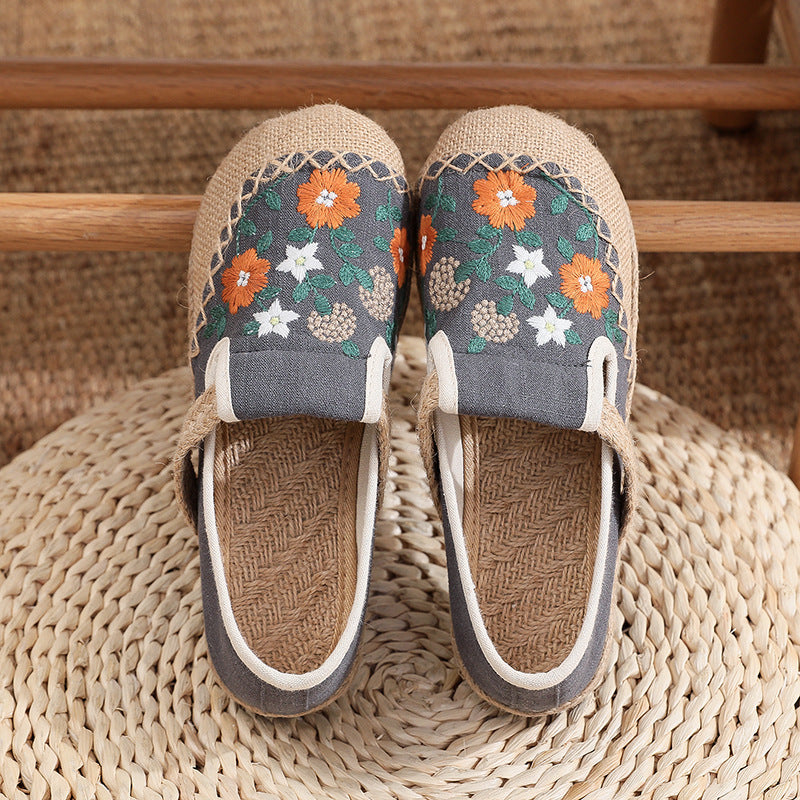 New Old Beijing Embroidery Linen Cloth Shoes Women's Low-Cut Vintage Fashion Shoes Shoes for Han Chinese Clothing Women's Casual Shoes