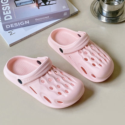 Eva Men's and Women's New High Elastic Hole Shoes Fashion Korean Style Beach Couple Student Casual All-Matching Closed-Toe Slippers