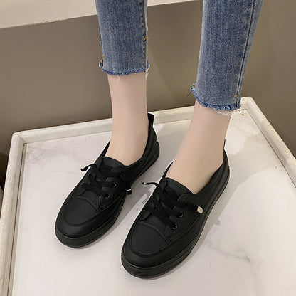 New Flat White Shoes Women's Front Lace-up Sneaker White Sneakers Flat Sneakers Women's Slip-on Pumps