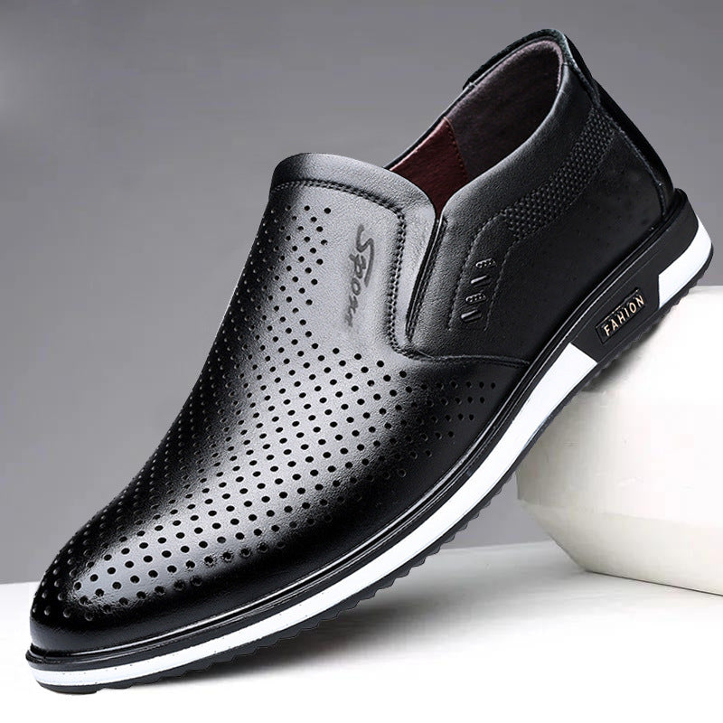 sengpashop Spring and Autumn plus Size Men's British Leather Shoes Men White Leather Shoes Slip-on Men's Shoes Leather Shoes Autumn Men's Casual