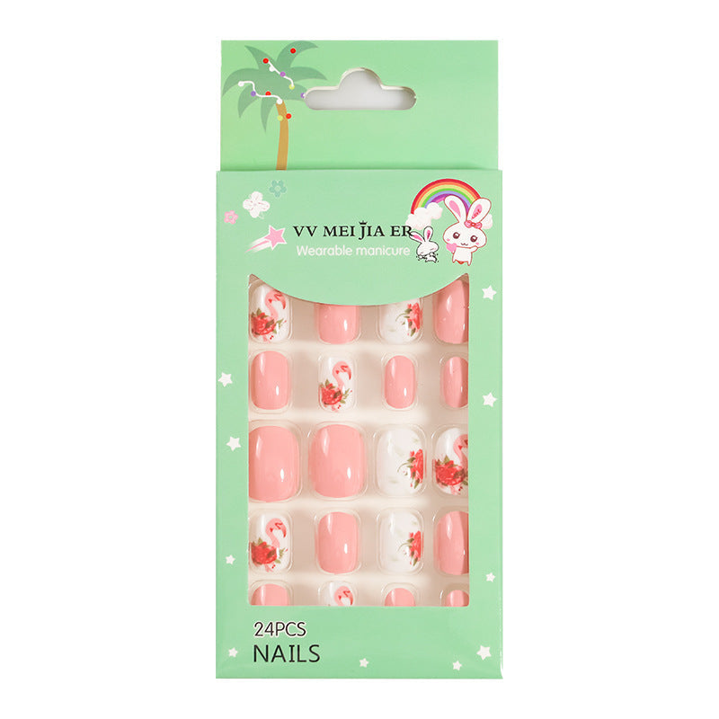 sengpan Children's Fake Nails Pieces Boxed Wear Armor Nail Art