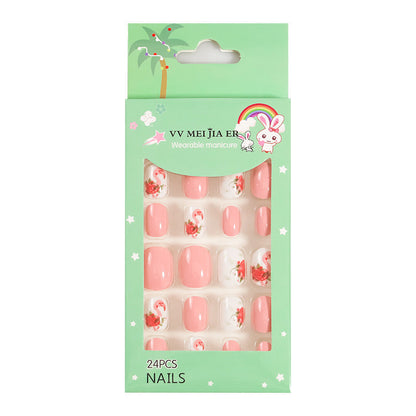 sengpan Children's Fake Nails Pieces Boxed Wear Armor Nail Art