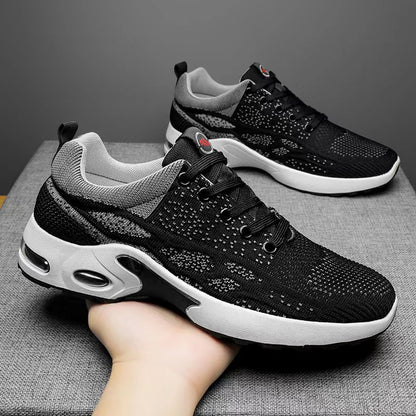 Sneaker  Flying Woven New Men's Shoes Trendy Flying Woven Lace up Running Shoes Breathable Korean Style Trendy Shoes Casual Shoes for Men