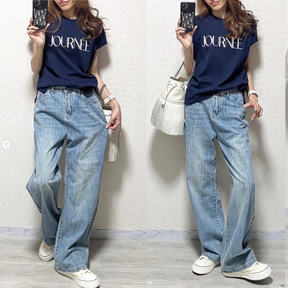 Japanese Jeans Women's 2024 Spring and Summer New Loose Mid Waist Slimming Wide Leg Pants Trousers Women's Jeans