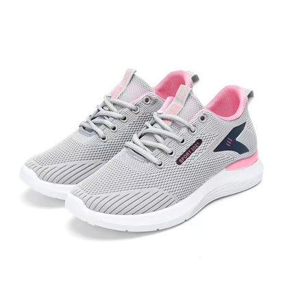 Spring and Summer New White Shoes Sneaker Women's Lightweight Soft Sole Women's Running Shoes Student Lace-up Casual Shoes