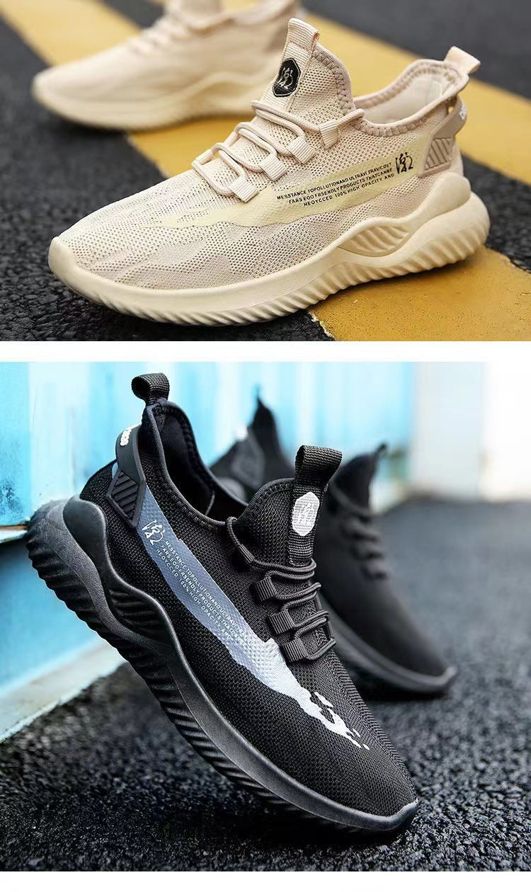 sengpashop Cross-Border Men's Casual Shoes Sneaker Trendy Versatile Coconut Shoes Lightweight Breathable Student Flyknit Trendy Shoes Factory Wholesale