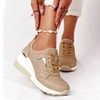 HOTan and NEWn plus Size Sports Casual Shoes Thick Bottom Wedge Casual Shoes Lace up Foreign Trade Mesh Ladies Sneaker