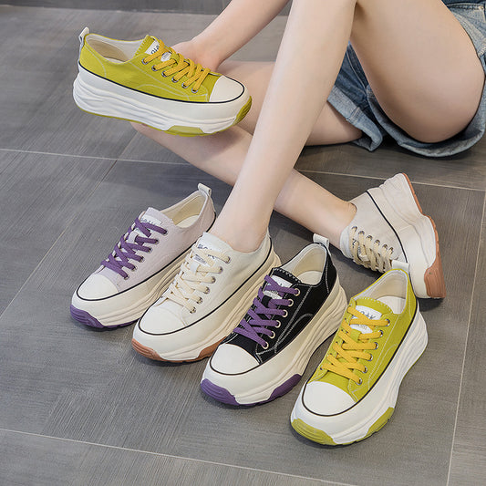New Casual Fashion All-Matching Platform Canvas Shoes Women's Retro Minority Ins Casual Sports White Shoes