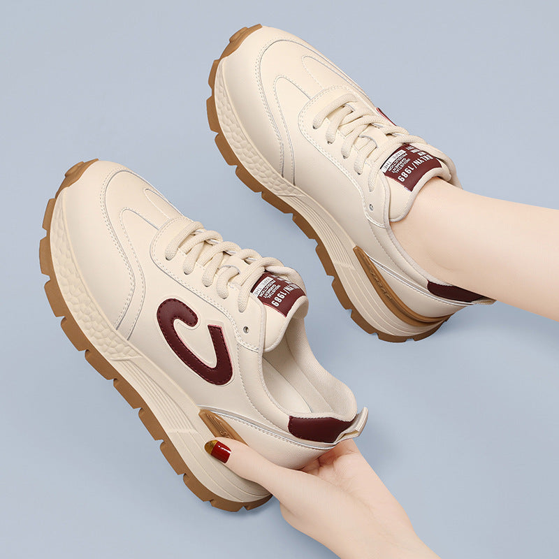Sports Shoes Argan Classic Thick-Soled Leather Spring New Versatile Casual Soft Bottom Women's White Shoes