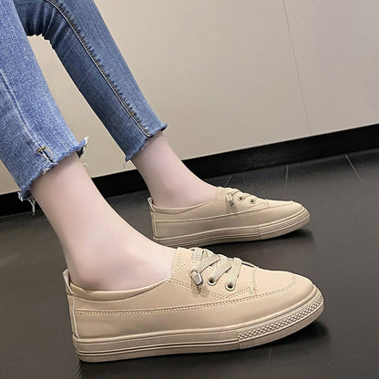 New Flat White Shoes Women's Front Lace-up Sneaker White Sneakers Flat Sneakers Women's Slip-on Pumps