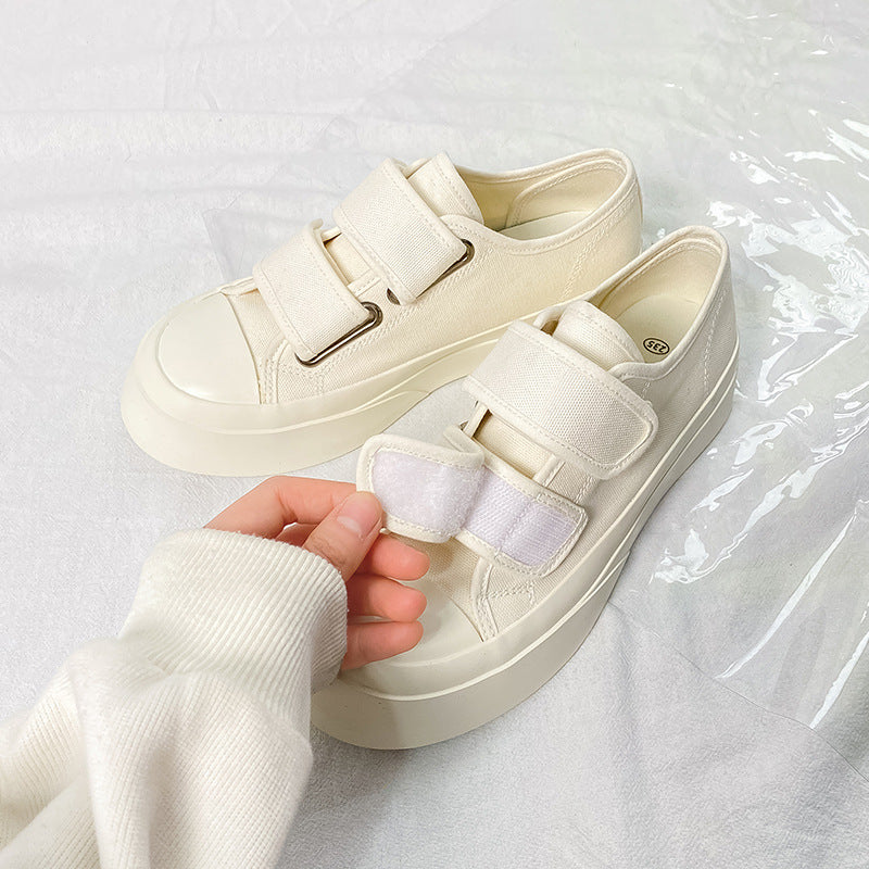 Wht Hot Sale Big Head Magic Stick Canvas Shoes Korean Style White Shoes Lolita Shoes  New Lazy Ugly-Cute Shoes