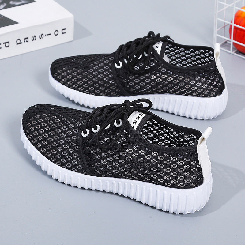 New Old Beijing Cloth Shoes Women's Walking Shoes Soft Bottom Non-Slip Mom Sports Shoes Breathable Mesh Shoes Stylish Casual Shoes