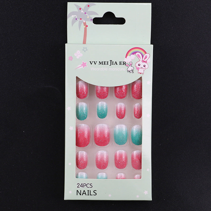 sengpan Children's Fake Nails Pieces Boxed Wear Armor Nail Art