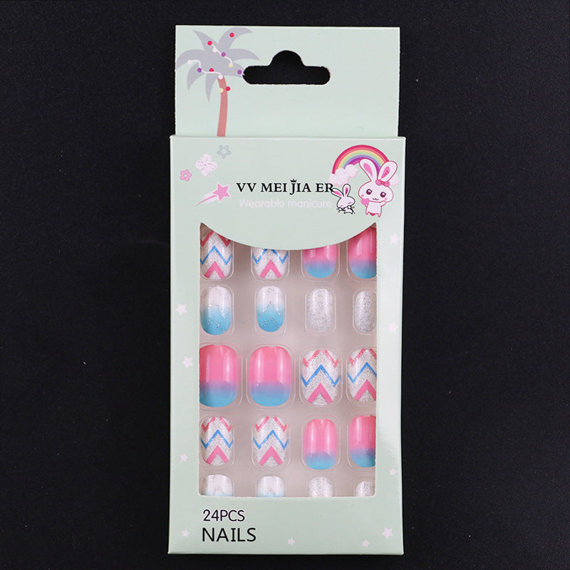 sengpan Children's Fake Nails Pieces Boxed Wear Armor Nail Art