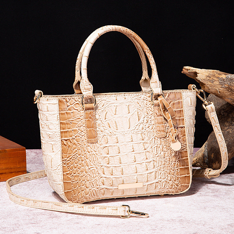 SENGPAN New 2025 New  independent station hand-held underarm crossbody tote retro women's bag Brahman crocodile pattern