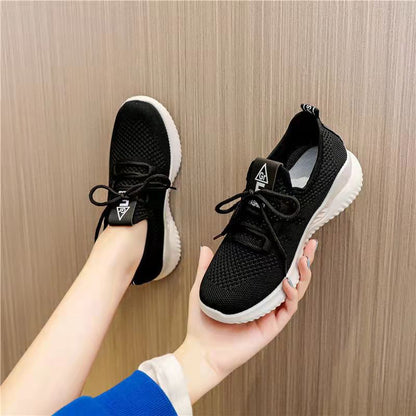 Women's Flying Woven White Coconut Pumps Leisure Sports Running Fashionable Shoes Girls  New Spring and Autumn All-Match