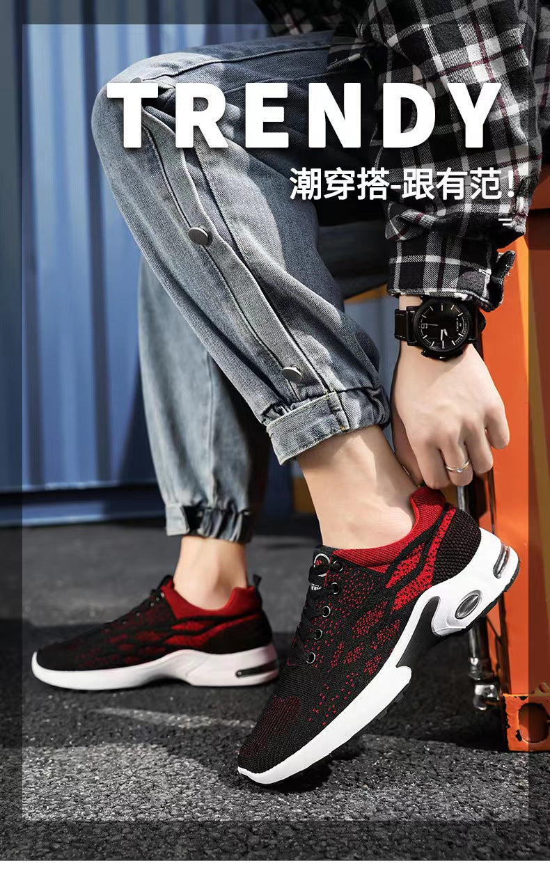 Sneaker  Flying Woven New Men's Shoes Trendy Flying Woven Lace up Running Shoes Breathable Korean Style Trendy Shoes Casual Shoes for Men