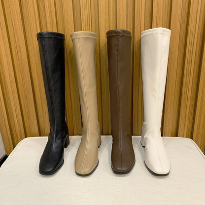 below the Knee Long Boots Female  Autumn and Winter New British Style Fashion Small Man Thinner-Looked High Heel Knight Female Boots