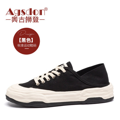 Augusto Canvas Shoes for Women  New Autumn College Style Retro White Shoes Two-Way Casual Sneakers Fashion