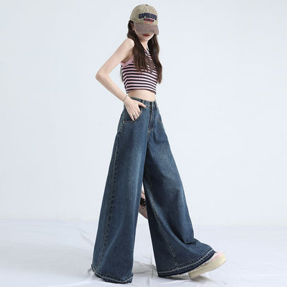 Wholesale Season Fashion Wide-Leg Pants Jeans Design Loose Mop Wide Leg Pants Slimming Women