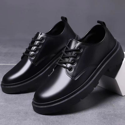 Business Leather Shoes Men's Casual Shoes British Style Work Shoes Thick Bottom Trendy All-Matching Lace-up Student Shoes Work Shoes