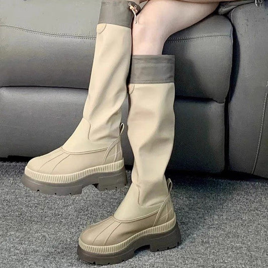 High Leg Boot Children  Autumn New Small Height Increasing Skinny Boots Outdoors Commute Trousers with an Elasticated Waist Pipe Boots
