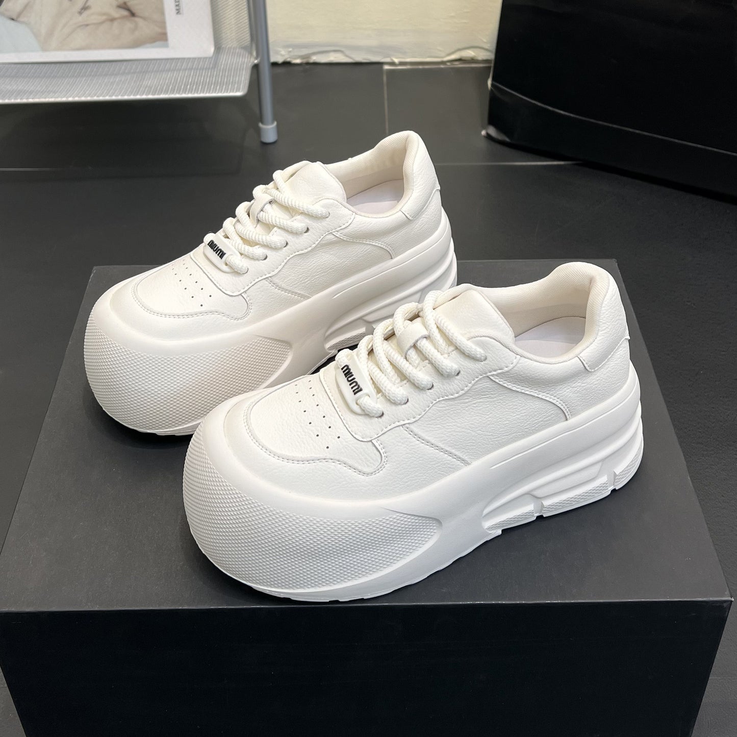 Leather White Shoes  Women's New Shoes for Spring All-Match Casual Sneakers Sports Women's Platform Women's Shoes Fashionable