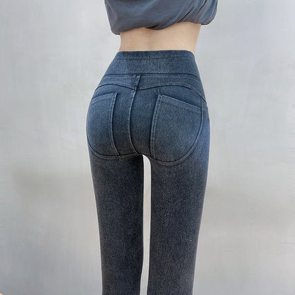 Factory Direct Sales Denim Weight Loss Pants Skinny Slimming Belly Contracting Hip Lifting Women's Pants Card Same Style One Piece Dropshipping Pants