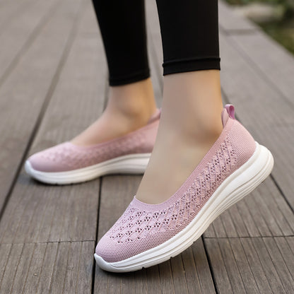 Summer New Women's Shoes Mesh Breathable Flat Mom Shoes Non-Slip Wear-Resistant Walking Shoes Women's Driving Shoes Mesh Shoes