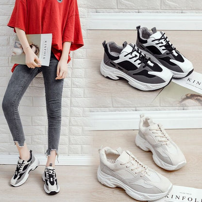 Sneaker Women's  New Women's Shoes Spring Korean Style Mesh Surface Breathable Clunky Sneakers Women's Student Running Casual Shoes