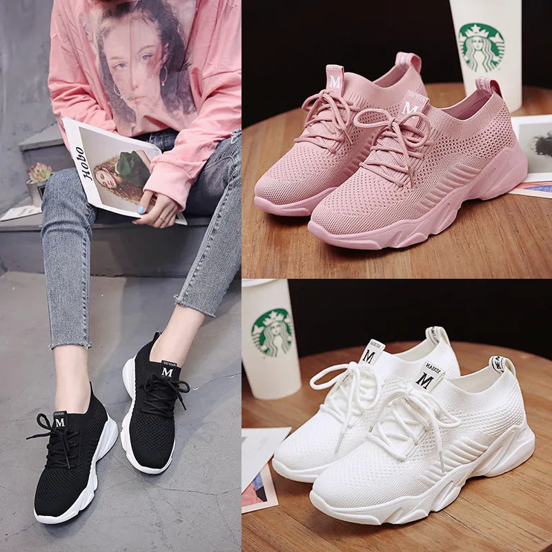 New Fashion Fly-Kit Mesh Women's Sneaker Women's Fashion Korean Casual Shoes Foreign Trade Wholesale Stall Wholesale Shoes