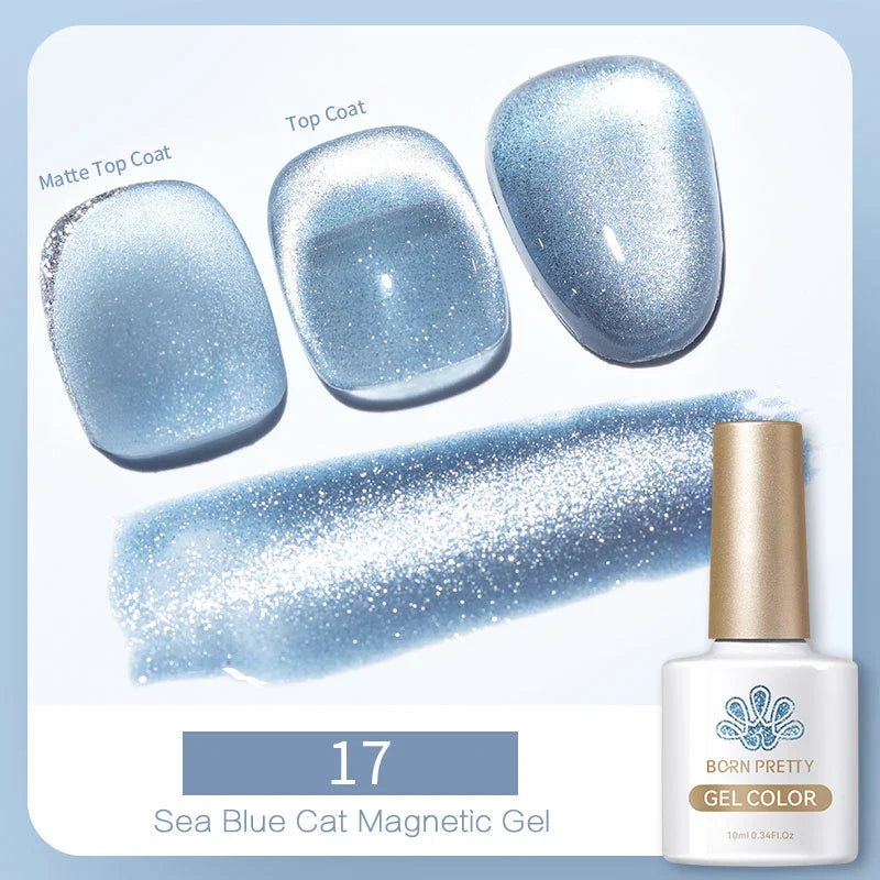 sengpan 10ml Double Light Reflective Glass Cat Magnetic Gel Sparkling Rainbow Color Gel Nail Polish Varnis Semi Permanent