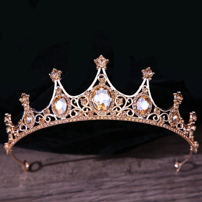 sengpan Baroque Vintage Princess Queen Bridal Crown Headwear Crystal Tiara For Women Wedding Crown Hair Dress Accessories Jewelry