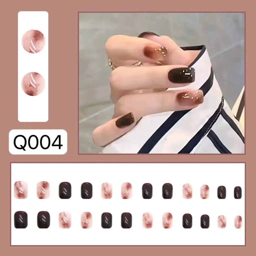 sengpan 24pcs Wearable Pink Press On Fake Nails Tips With Glue false nails design Butterfly Lovely Girl false nails With Wearing Tools