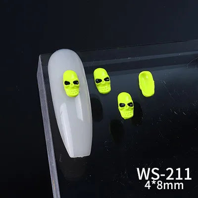 Lianfudai New 10pcs/Bag Halloween Alloy Spray Painted Nail Art Decoration Accessories Cute Funny Cartoon Pumpkin Skull Head Wizard Charms